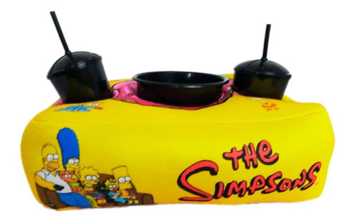 Imagem 3 de 4 de Kit Almofada C/ Porta Pipoca Balde+2 Copos Série Os Simpsons