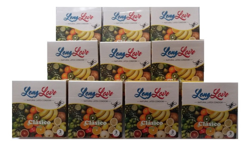 Condones Preservativos Long Love 30 Unidades Con Sabor