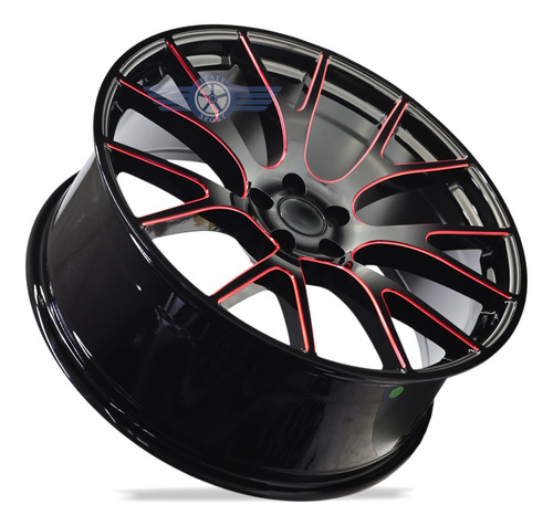 Rines 22 Deportivos 5-115 Excelente Challenger Charger 300c Gloss Black Red Milled