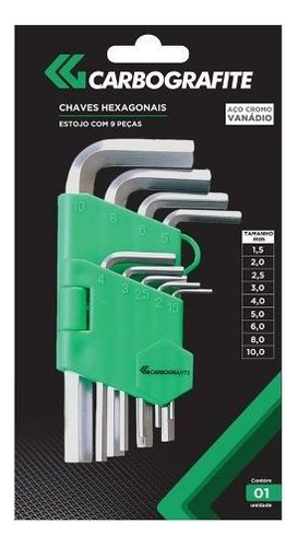 Chave Allen Kit 9 Peças Aço Cromo Vanádio Jogo Estojo