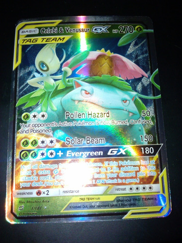 Proxy/repli Celebi Y Venusaur Gx Carta Pokemon Brillante