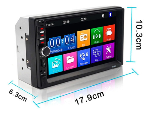 Imagen 3 de 8 de Stereo 2 Din Pantalla Táctil Mirrorlink Cámara Dvd 7018 P