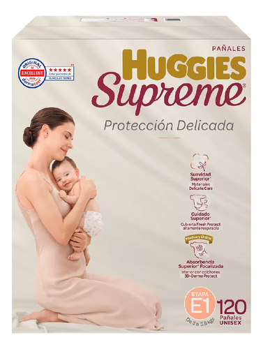 Huggies Supreme Platino Pañales Etapa 1 Unisex 120pzas