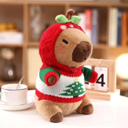 Peluche Capibara Con 8 Piezas De Ropa Y Accesorios,25 Cm Chocolate