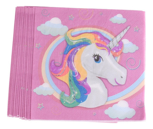 40 Piezas Servileta De Color Rosa Mágico Unicornio Para