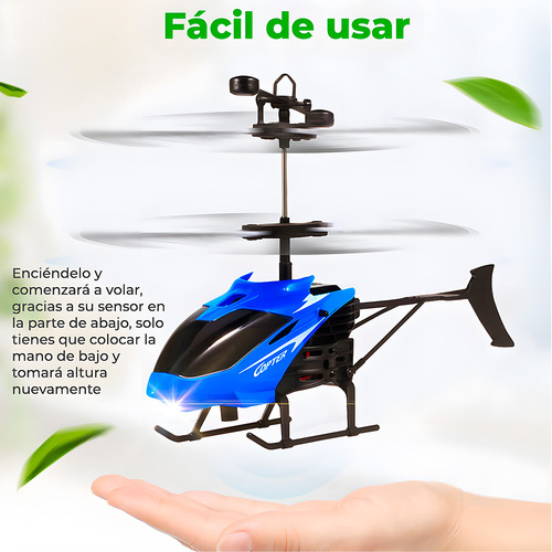Juguete Dron Helicóptero Control Sensor Recargable Color Azul Ele-Gate