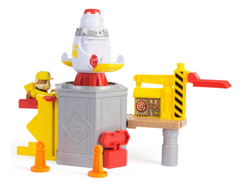 Rubble & Crew, Launch & Spin Spaceship, Escenario Con Figura De Juguete De Rubble Con Uniforme De Construcción, Juguetes Para Niños Y Niñas A Partir De 3 Años