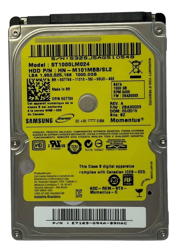 Disco Rigido Interno Hd 1tb St1000lm024 2,5 Notebook Ps3 Ps4 (Recondicionado)