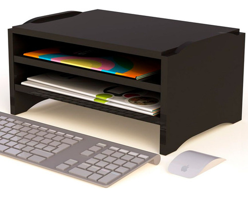 Suporte Monitor Notebook Ergonômico Triplo Com Porta Pastas