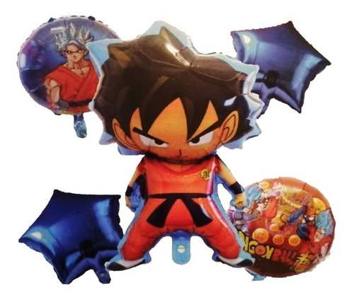 Kit 5 Globos Metálicos Dragon Ball Goku Toda Ocasión