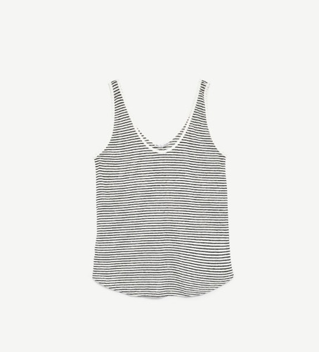 Zara Musculosa Rayada, Importada! Tendencia, Tipo Lino
