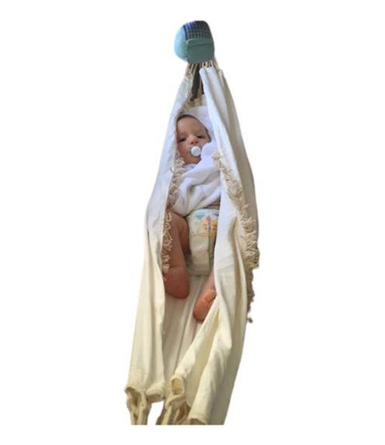 Rede Berço Bebê Infantil Brim 90x80 Até 15kg Cordinha Branca