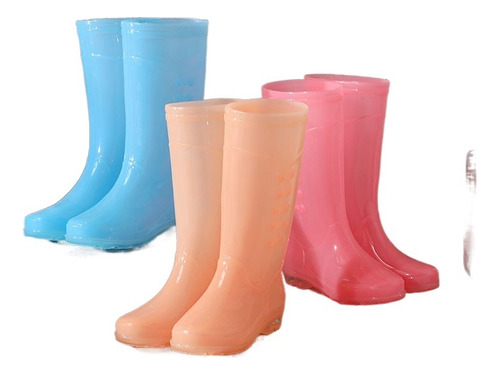 Botas Moda De Lluvia De Mujer Transparentes De Pvc