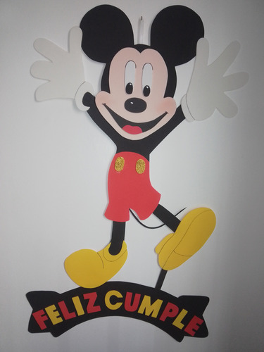 Cartel Cumpleaños - Mickey - Goma Eva 53 X 36 Cm