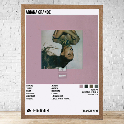 Cuadro Ariana Grande Thank U Next 30x40 Cm C632 Marrón Claro Clasico