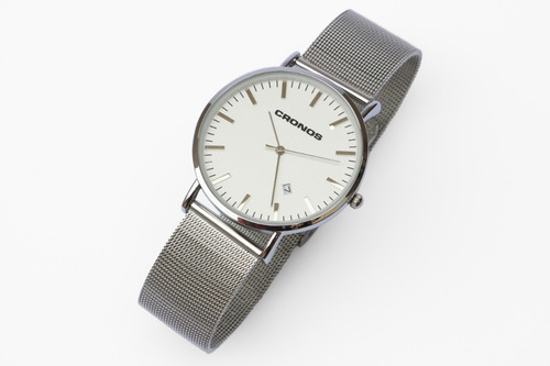 Imagen 4 de 10 de Combo Reloj Cronos Tempus Y Silver Con Fecha Ultra Fino