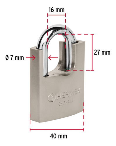 Imagen 5 de 8 de Candado Hierro Coraza, 40mm, Llave Anti-ganzúa Hermex 43312