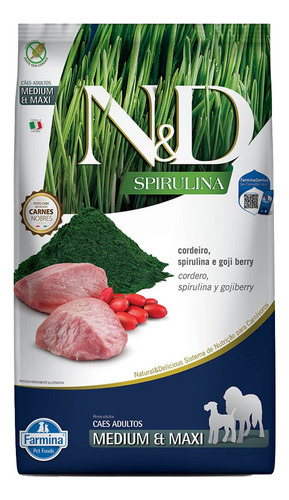 Ração N&d Spirulina P/ Cães Ad Medium/maxi Cordeiro 10,1kg