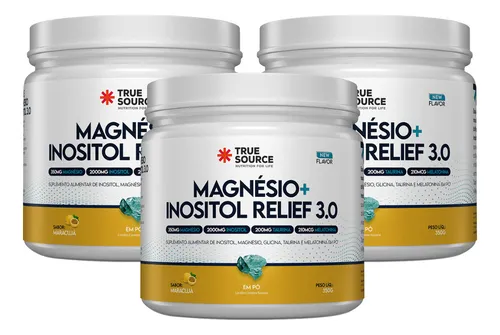 comprar 3x Magnésio + Inositol Relief 3.0 Maracujá True Source 350g