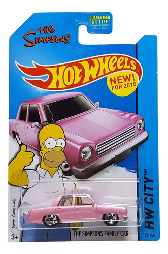 Carrinho Hot Wheels Os Simpsons Hw City 2015 + Case Cor Rosa