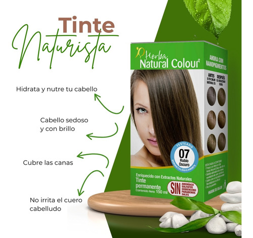 Tinte Cabello Sin Amoniaco Sin Parabenos Extractos Naturales Rubio Oscuro 3 Pack