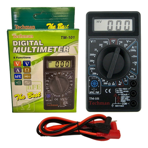 Multimetro Techman 8 Funciones 20 Rangos Tm101 