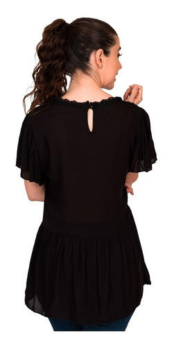 Blusa Moda Mujer Bordado Bluson Cuello Tejido E811