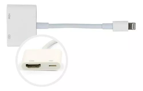 Cable adaptador Lightning para Hdmi iPhone iPad On TV Full HD, color blanco