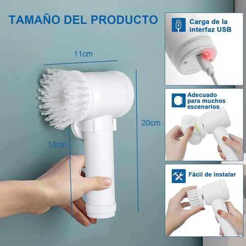 Cepillo Electrico De Limpieza Recargable For Baño Y Cocina