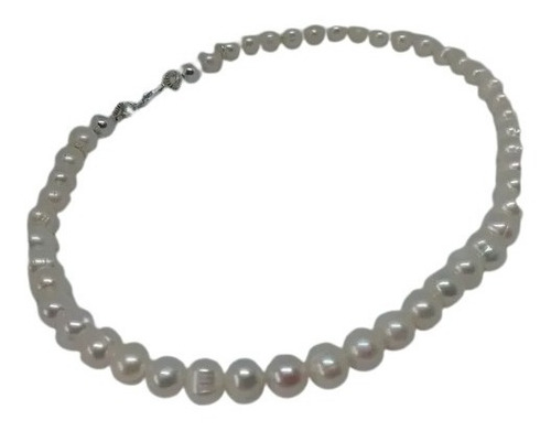 Collar Perlas Naturales Cultivadas Con Plata  35 Cms