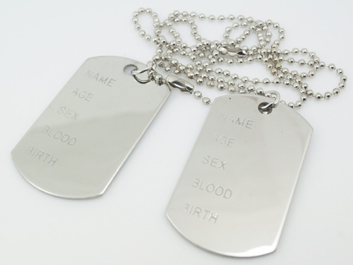 Dog Tag Cordao Com Placa Dupla Identificação Gravaçã  Prata