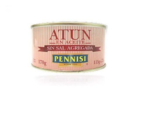 Imagen 1 de 10 de Atun Pennisi En Aceite Sin Sal Agregada Lata 170 Grs X 24 U
