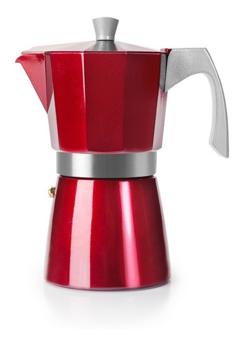 Cafetera Italiana Express Evva Aluminio Roja 12 Tazas Ibili Color Rojo