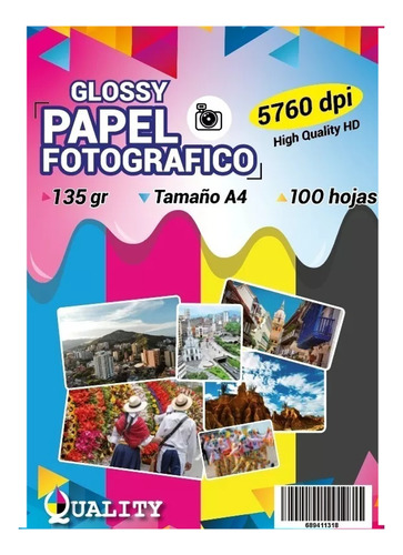 Papel Fotográfico Premium Alto Brillo 135g Resma X 100 Hojas