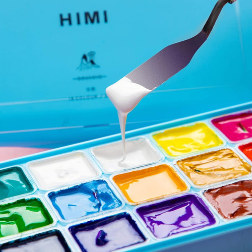 Imagen 3 de 7 de Himi Gouache Set De 18 Colores 30 Ml / Caja Celeste