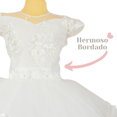 Vestido Primera Comunión Blanco Desmontable Crinolina Thali