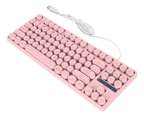 Teclado Con Cable Para Juegos, Redondo, Usb, 87 Teclas, Retr