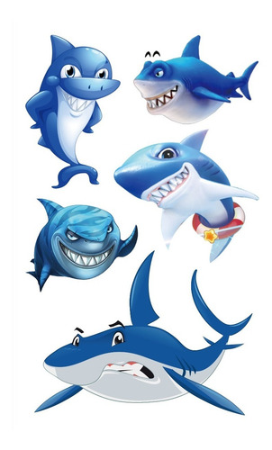 Imagen 2 de 10 de Tatuajes Temporales Tattoo Tiburon Mar Sirena X10 Souvenir