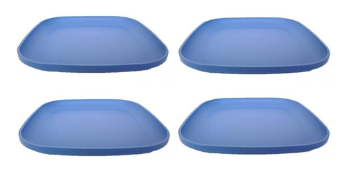 Juego De 4 Platos Cuadriplatos Tupperware Azul