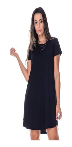 Imagem 3 de 5 de Vestido Curto Manguinha Básico Liso De Menor Preço