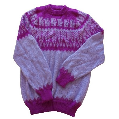 Pullover Sweater De Llama Alpaca Clásico Unisex Hojitas