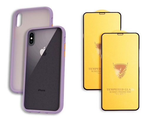 Funda Case Uso Rudo Para iPhone +2 Micas Protectoras Premium