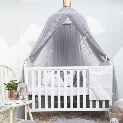 Cama Infantil De Malla Para El Hogar Con Mosquitera Gris, Co