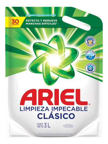 Ariel clásico limpieza impecable jabón líquido repuesto 3 L