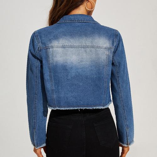 Chaqueta Vaquera Holgada Con Botones Y Manga Larga Para Muje
