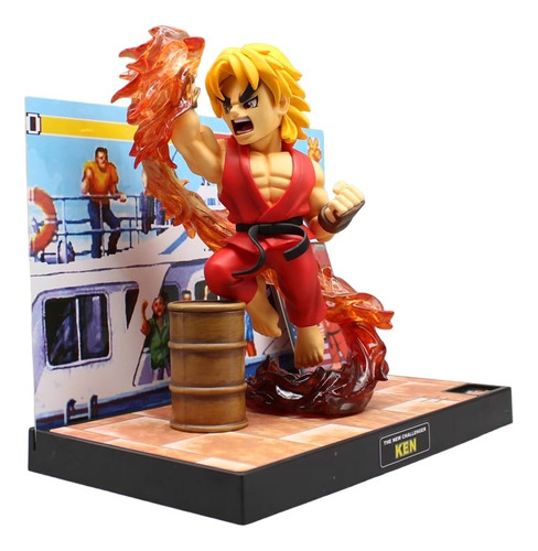 Plataforma Com Estátueta Ken Masters Street Fighter Luz Led