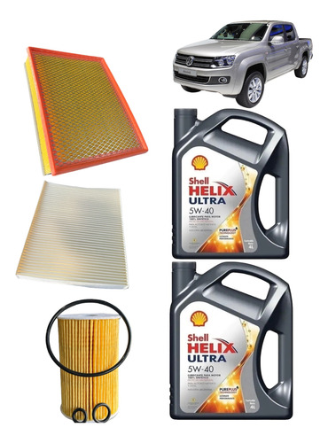 Kit Service X3 Filtros + Aceite Shell 5w40 Vw Amarok  2,0