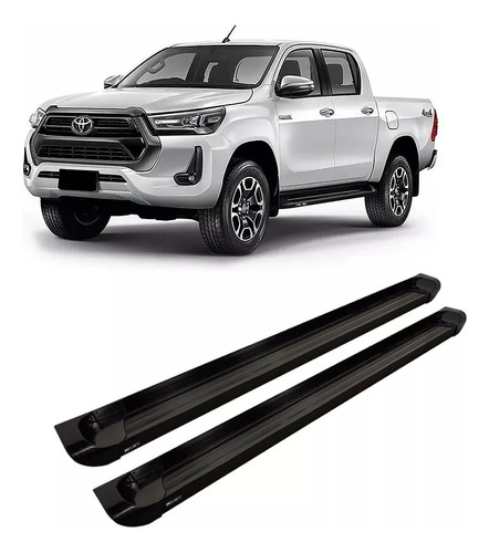 Estribo Alumínio Hilux 2016 E 2020 Cabine Dupla Preto