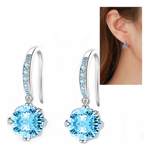 Aretes Pendientes Circón Plata Mujer Regalo Joyas