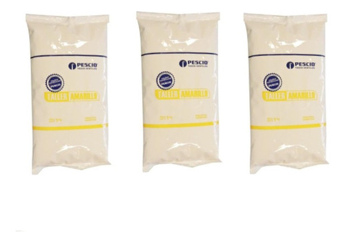 Pack 3 Bolsas Yeso Taller Amarillo Pescio X 1 Kg Dental